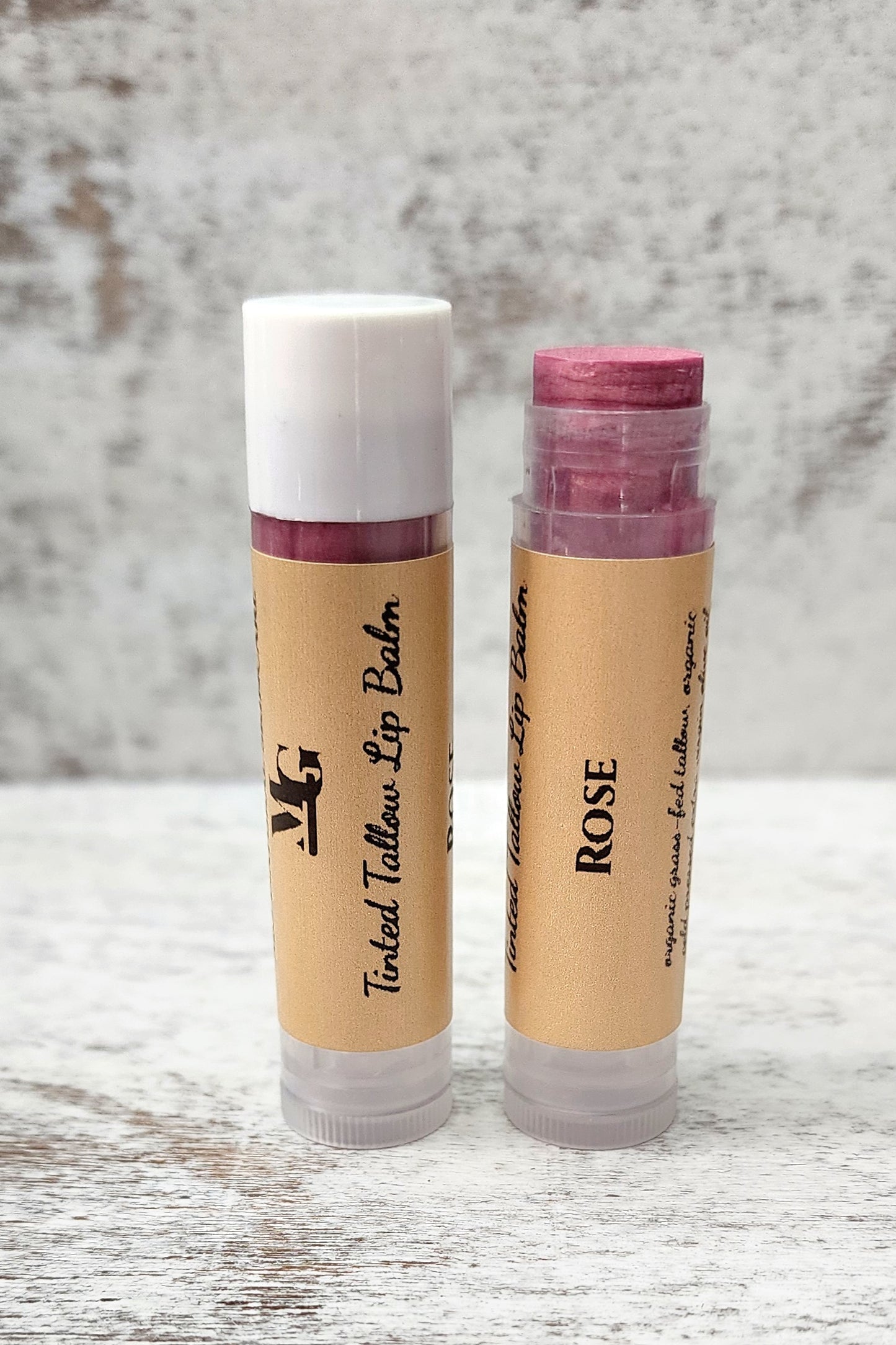 Organic Tallow Lip & Cheek Tinted Balm-Rose (stick)